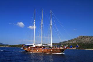 Blaue Reise im türkisfarbenen Wasser der Bodrum-Küste